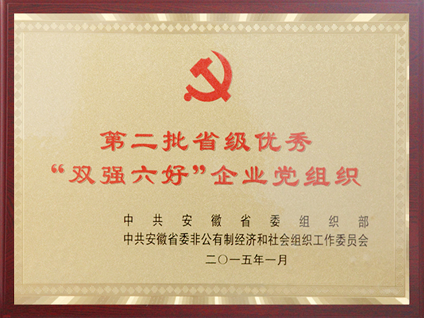 安徽省第二批省级优秀双强六好企业党组织